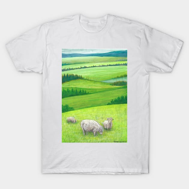 Farmland Field of Sheep T-Shirt by ReneeDixonArt